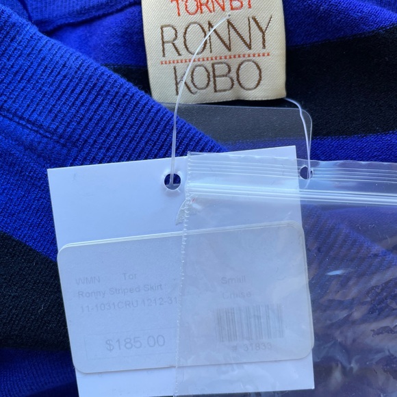 NWT Vintage Y2K TORN by RONNY KOBO Striped Knit Crop Top and Hi Rise SKIRT SET - Picture 10 of 16